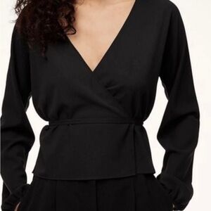 ARITZIA Wilfred black wrap blouse tie wrap size s